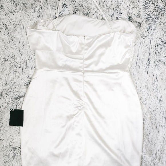 Lulus Celebration of Love White Satin One-Shoulder Bodycon Mini Dress Size XL - Picture 7 of 9